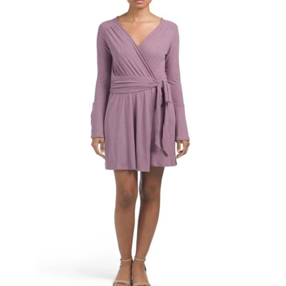 NWT Sadie & Sage‎ Purple Knit Ribbed Wrap Dress